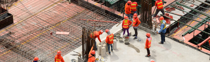 Trabajadores en un obra en Carolina del norte